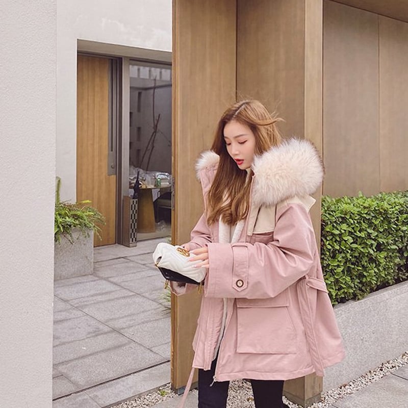 ビッグファー モッズコート コットンジャケット フード付き ジャケット