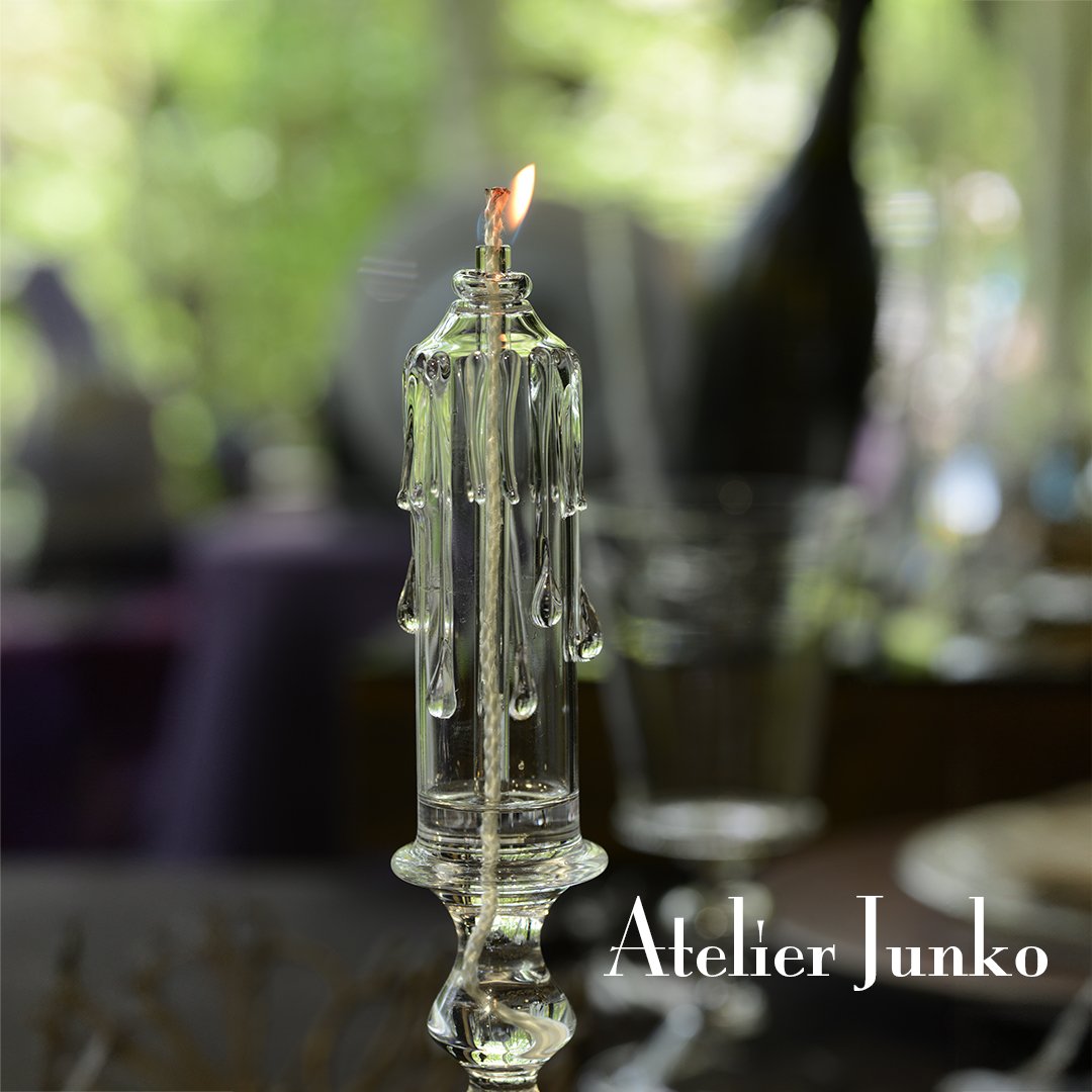 グラスオイルランプ ハンドル付グラススタンド Glass oil lamp with