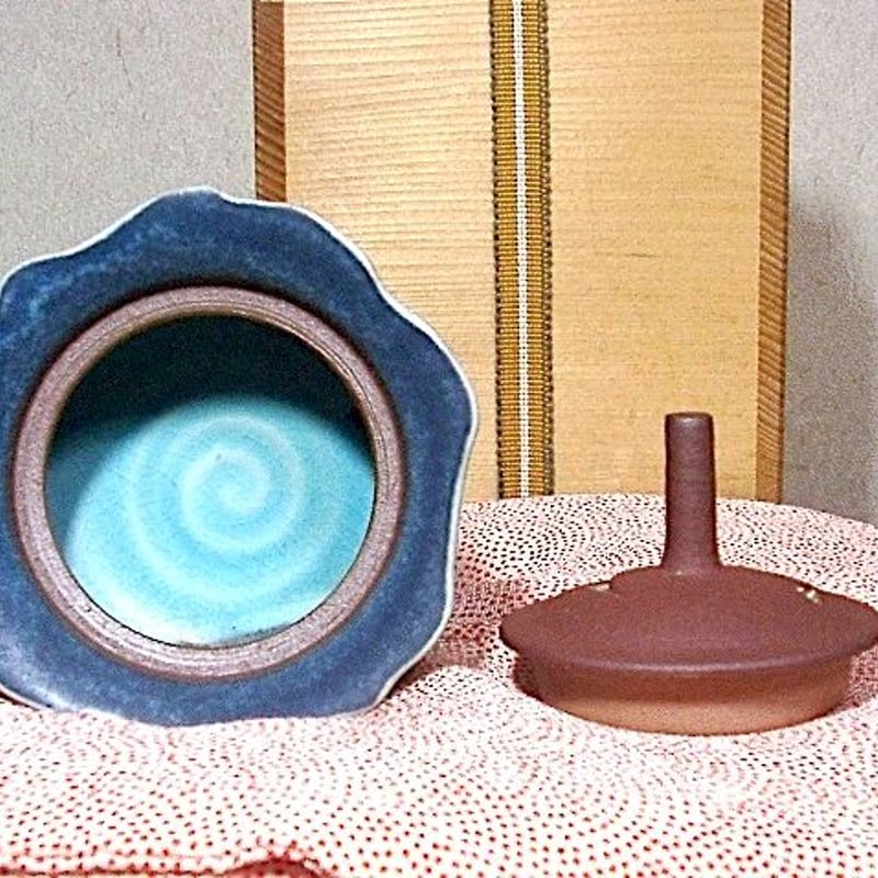 京焼・清水焼 三浦直人 作 トルコ青釉 香炉 無傷 共箱 保証。 | STORES