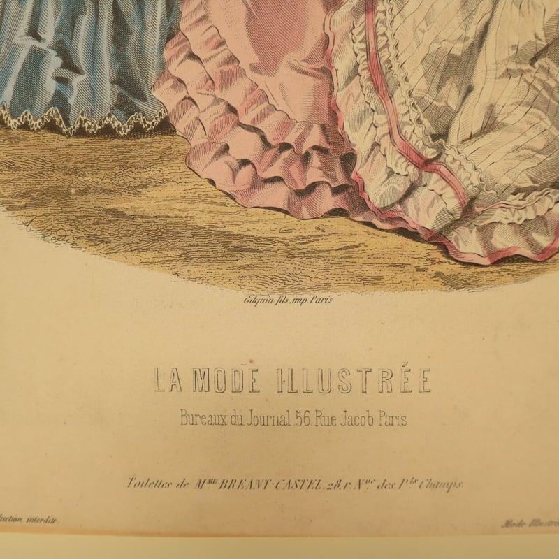 A006【版画複製版】フランスアンティーク 貴婦人 ファッション誌『La