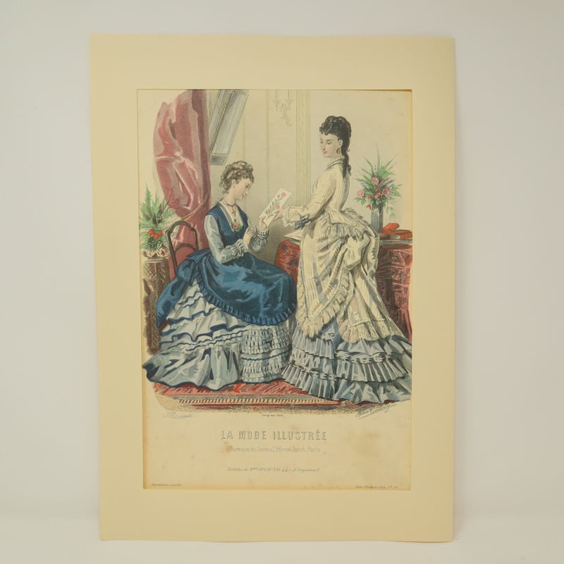 A006【版画複製版】フランスアンティーク 貴婦人 ファッション誌『La