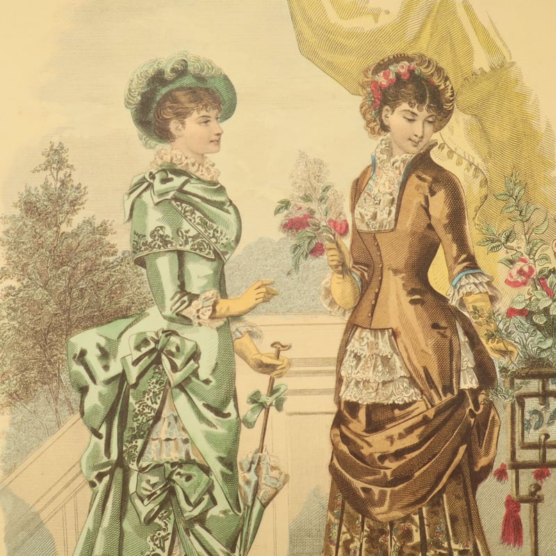 A007【版画複製版】フランスアンティーク 貴婦人 ファッション誌『La