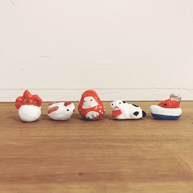 富山土人形・渡辺信秀の『福徳人形』 10個組 | 象々の郷土玩具