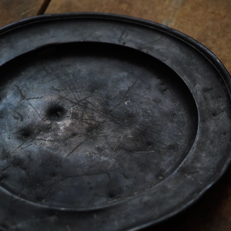 17世紀 イギリス 川上がりピューター皿 / Pewter Plate / England
