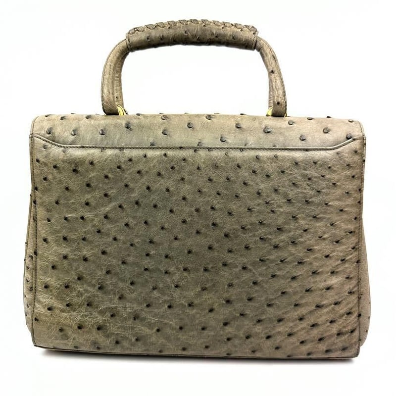 オーストリッチ 駝鳥革 F101 JRA レディース ハンドバッグ グレー 灰色