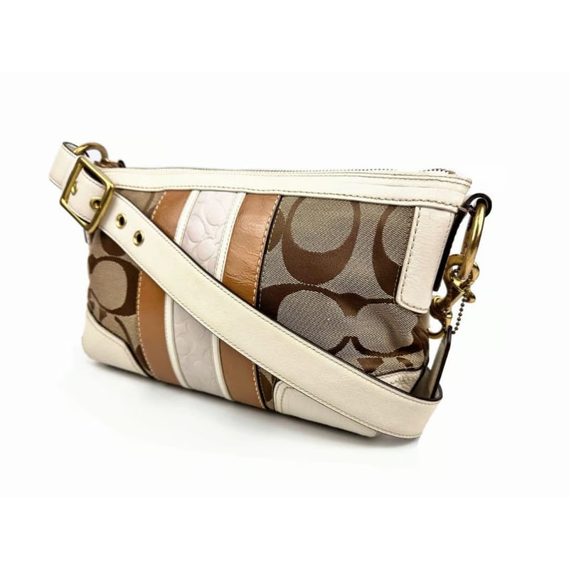 コーチ COACH ショルダーバッグ ホワイト ブラウン ピンク レザー