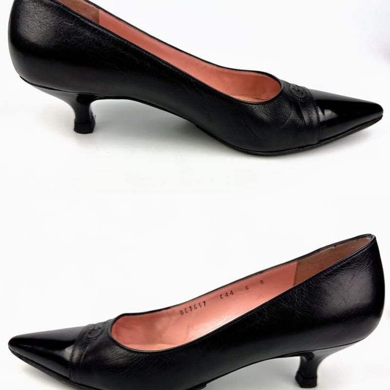 フェラガモ パンプス 6 B約23.5cm ヒール4.5cm ブラックレザー 黒