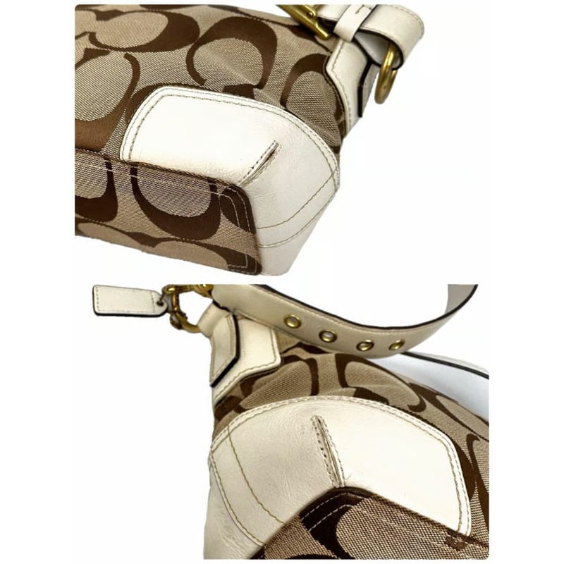 コーチ COACH ショルダーバッグ ホワイト ブラウン ピンク レザー