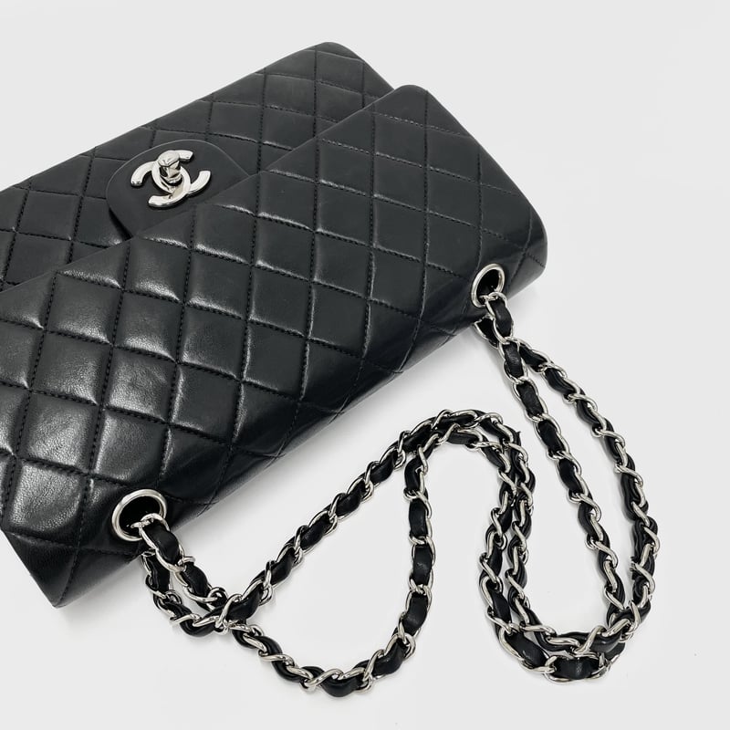 CHANEL ラムスキン マトラッセ25 Wフラップ チェーンショルダーバッグ