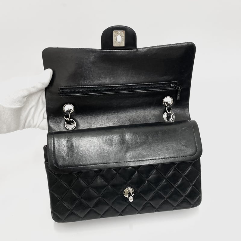 CHANEL ラムスキン マトラッセ25 Wフラップ チェーンショルダーバッグ