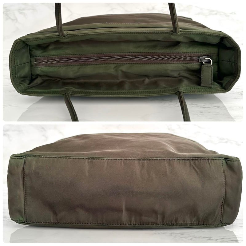 自00054 プラダ PRADA トートバッグ 三角ロゴプレート ナイロン モス