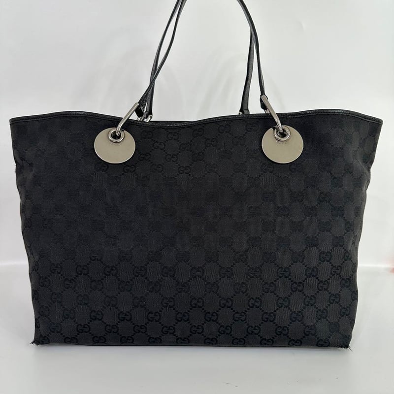 自00223 グッチ GUCCI トートバッグ レザー GGキャンバス ブラック 黒