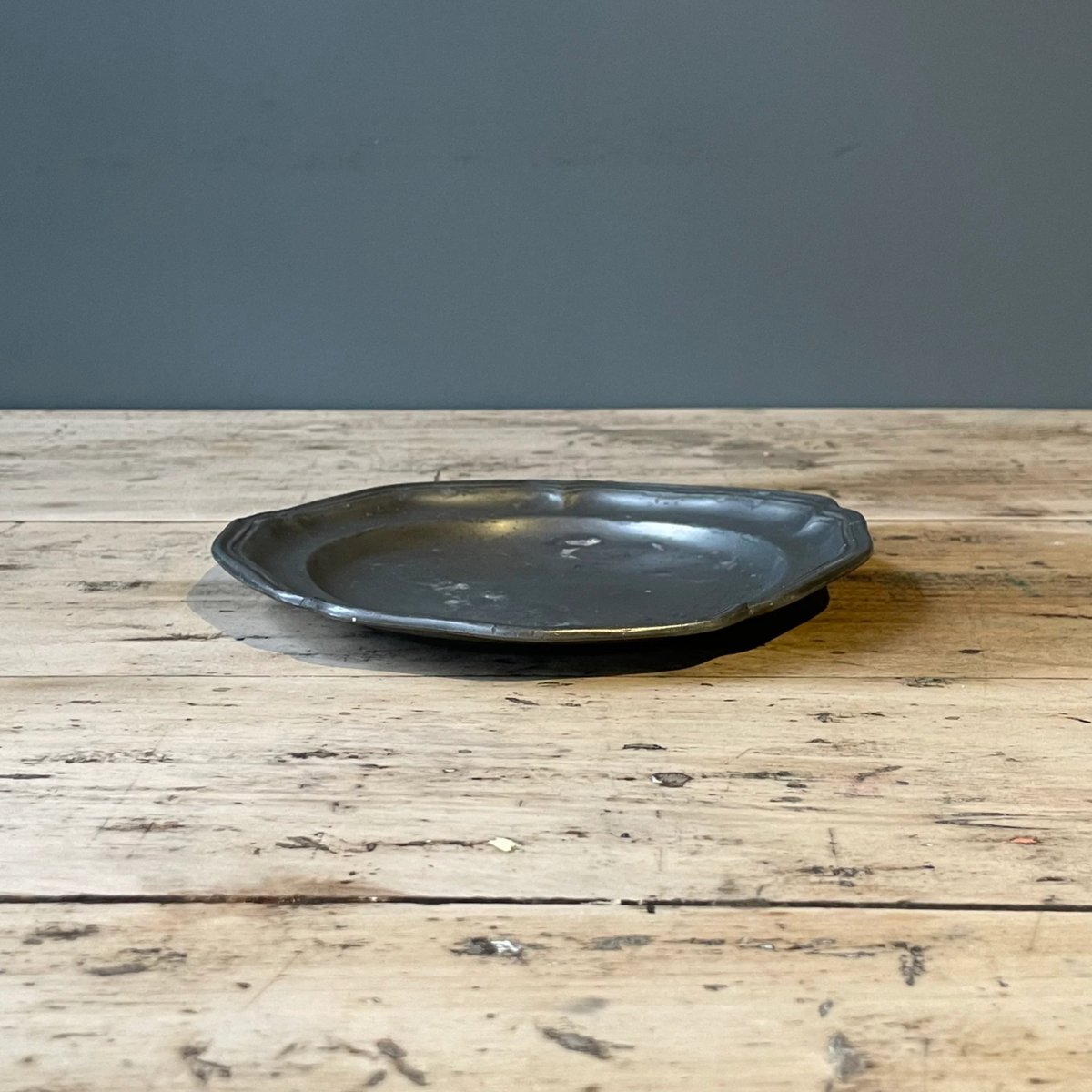 ピューター 花リムプレート 17.5cm フランスアンティーク ⑫