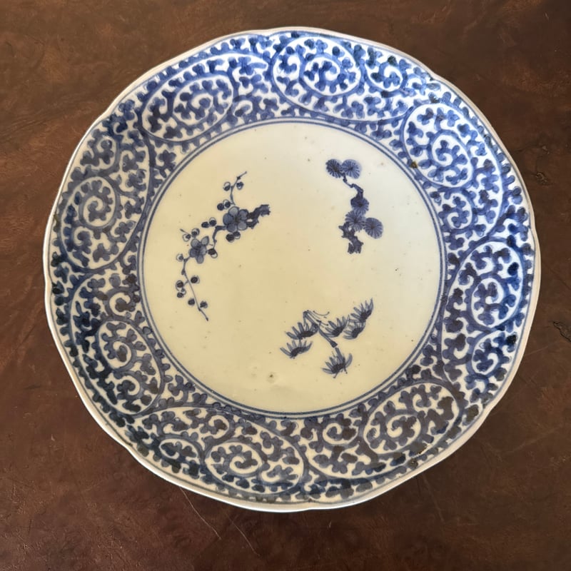古伊万里 染付蛸唐草文 輪花七寸皿 太蛸！ 1枚 | Kaikaroman ONLINE STORE
