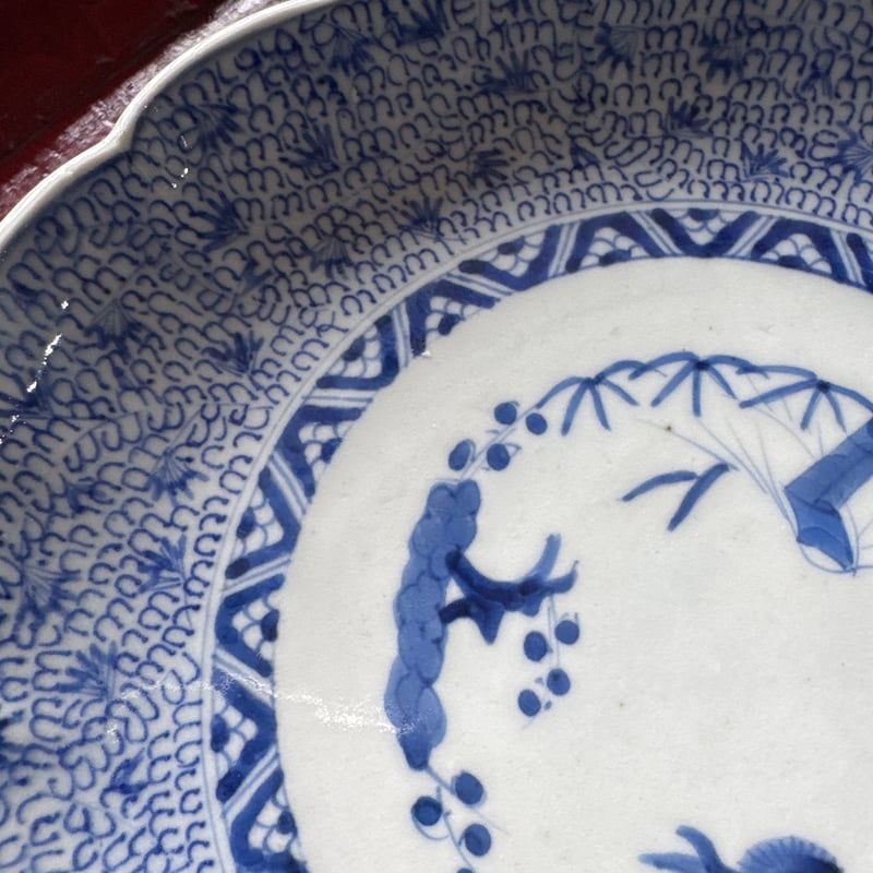 古伊万里 染付微塵唐草文 輪花七寸皿 1枚 | Kaikaroman ONLINE STORE