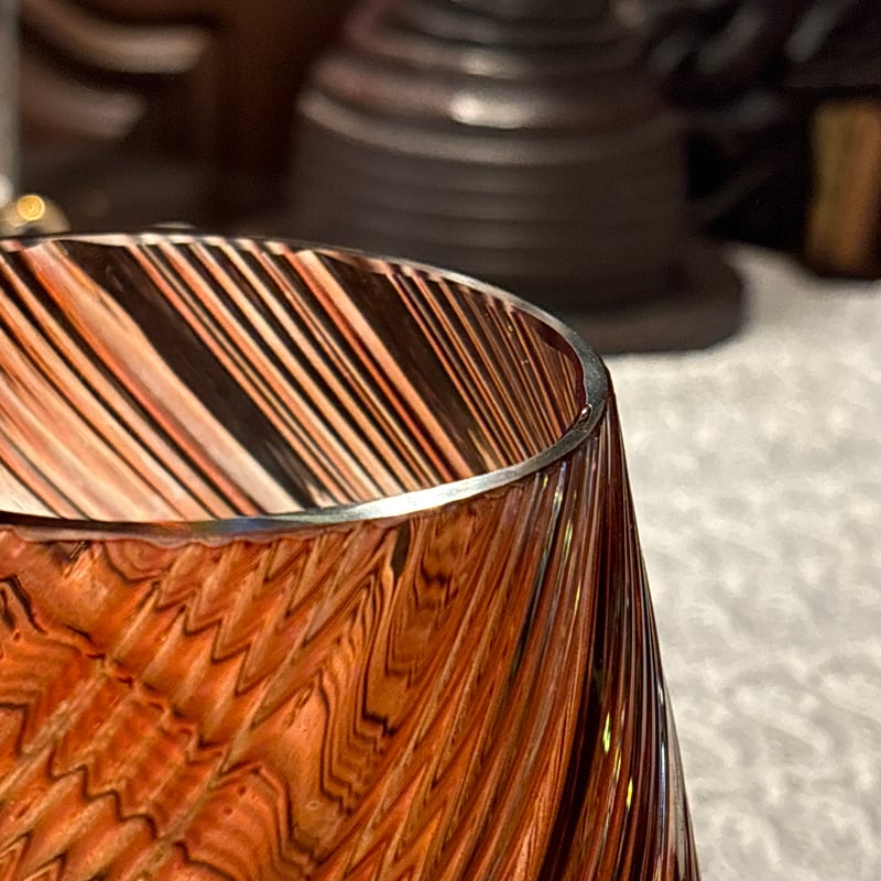 チェコスロバキア製 ボヘミアガラス フラワーベース 箱付き