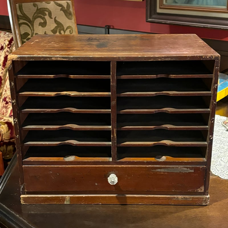 和製アンティーク 木製カルテケース | アンティーク家具と喫茶