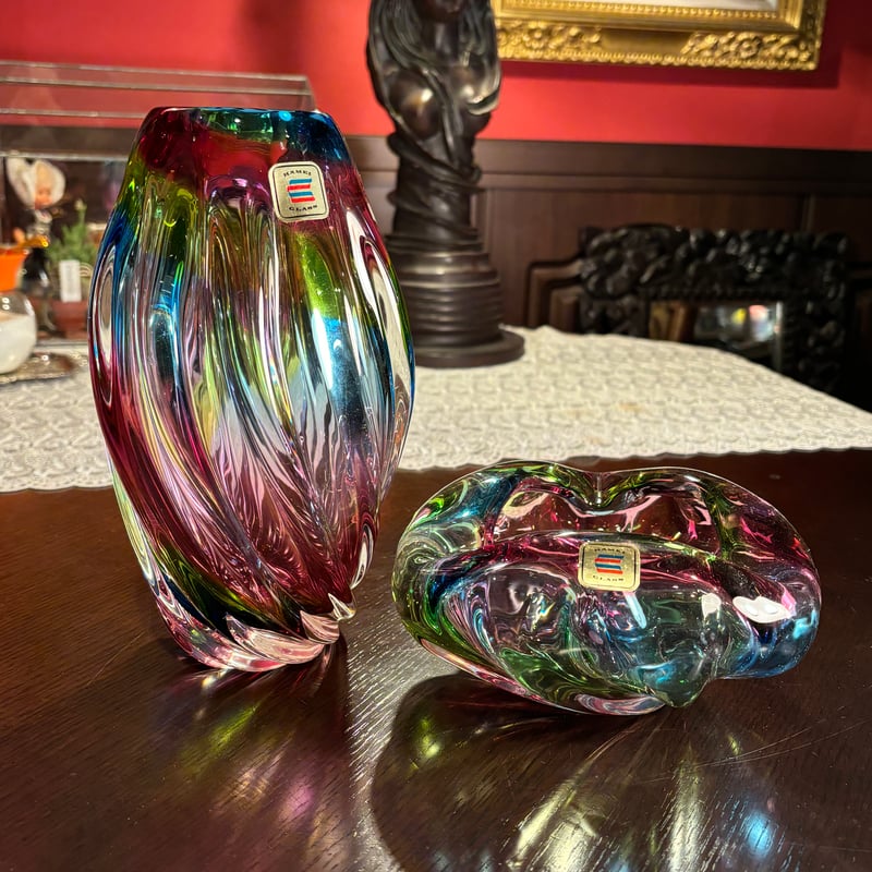 カメイグラス KAMEI GLASS 花瓶&灰皿セット 箱付き | アンティーク家具