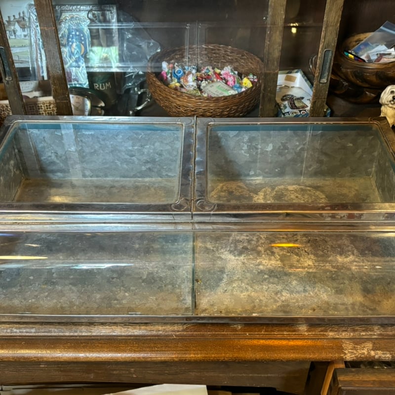 アンティーク ブリキ製ガラスケース ガラスショーケース 駄菓子ケース