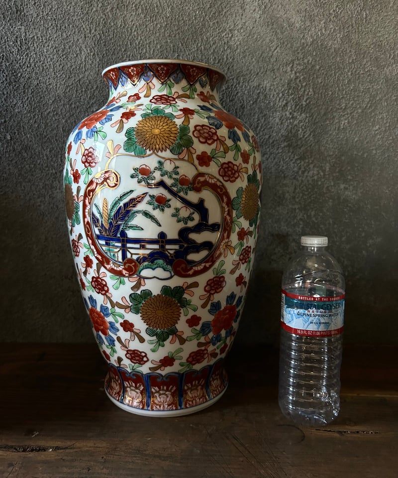 ゴールド伊万里/壺/花瓶/花模様/金彩/大きい | 骨董・アンティークの