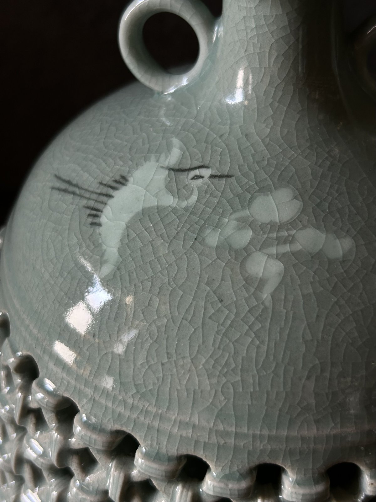 峰鶴窯の花器K23/透かし/高麗青磁/骨董 | 骨董・アンティークの