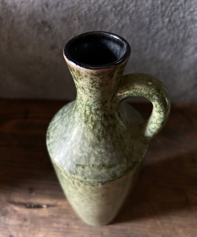 御浜窯の花瓶B8/緑色/水差し/ビンテージ | 骨董・アンティークの