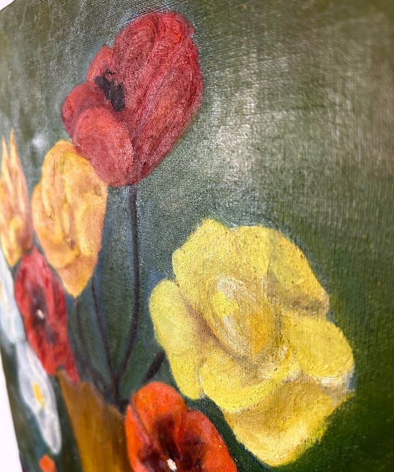 谷村氏の花と林檎の絵/油絵/静物画/アンティーク | 骨董・アンティーク