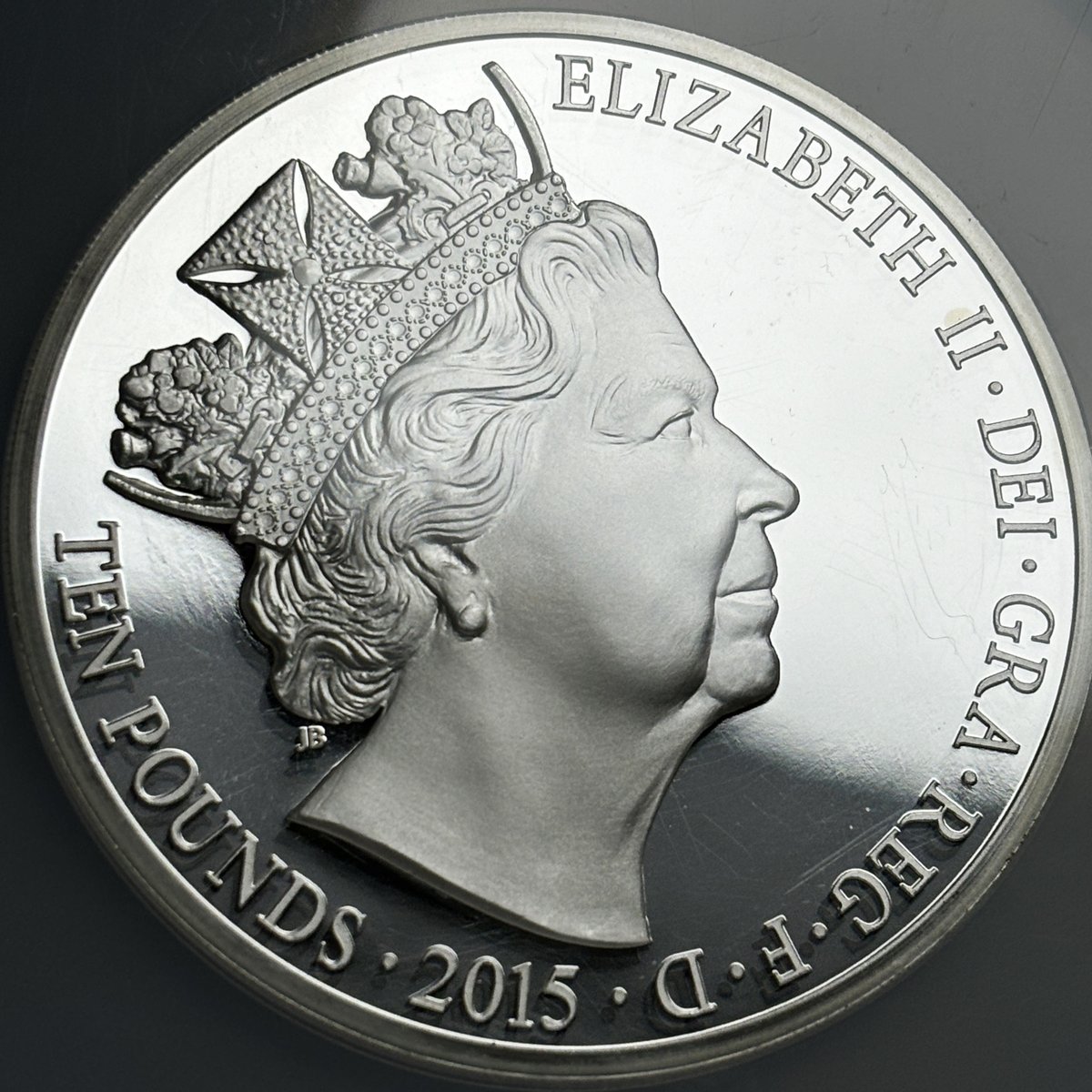 2015 イギリス エリザベス2世 最長在位 10ポンド 5オンス銀貨 PF70 NGC