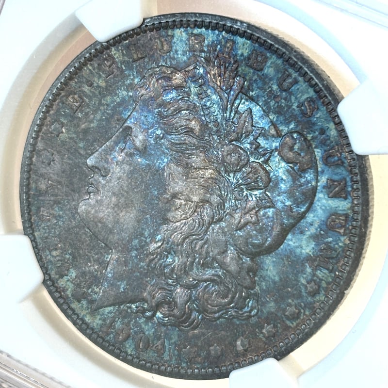 唯一無二】◇奇跡のブルートーン◇1904 モルガンダラー NGC MS62 1ドル