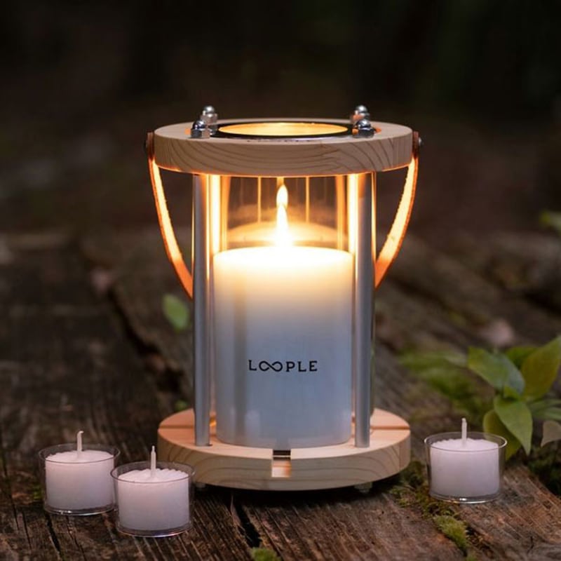 キャンドルランタン ウッド L キャンドルセット 【3色】LOOPLE