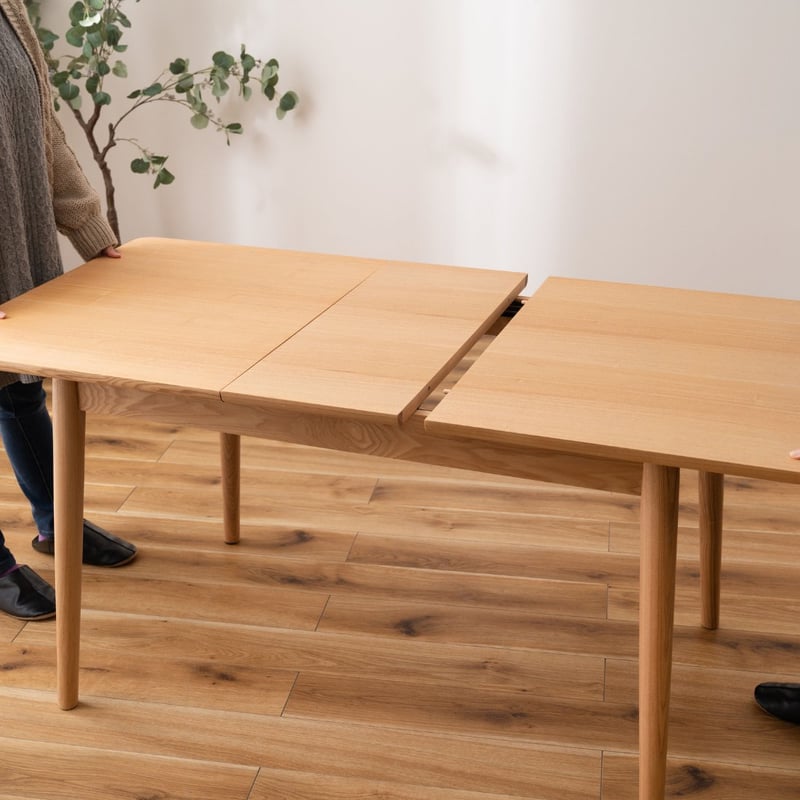 伸長式 木製 ダイニングテーブル エクステンション 4人用 アッシュ 幅