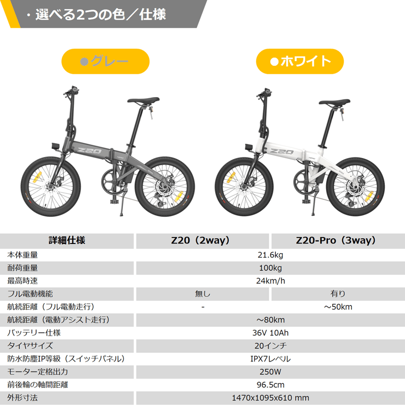 HIMO Z20 ／ Z20-Pro ヒモ 電動アシスト自転車 折りたたみ自転車 電動