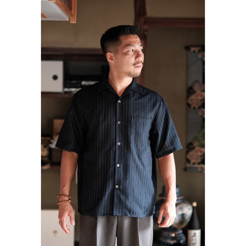 開襟シャツ 半袖 ストライプ | DANJI