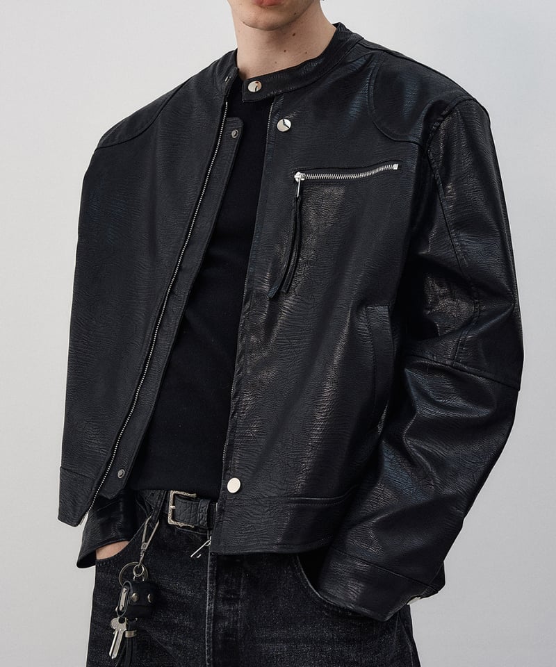 スタンドカラー レザージャケット | ness.