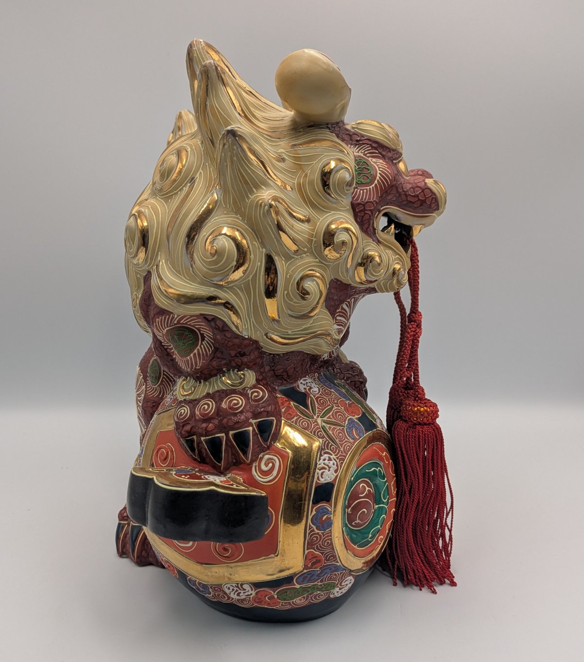 九谷焼 骨董 民芸品 宝獅子 魔除け獅子 縁起物 獅子 狛犬 置物 小槌