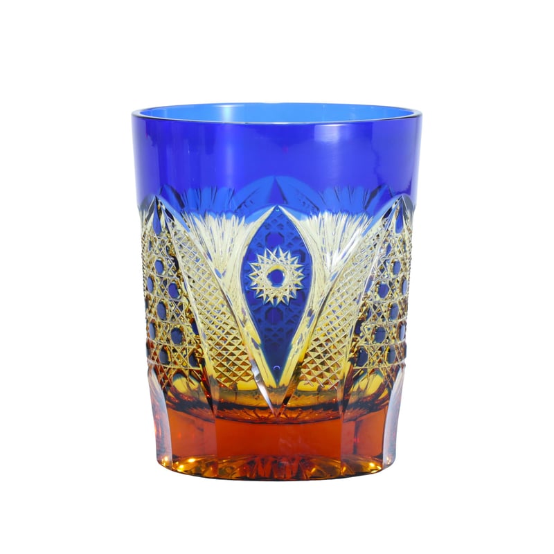 オールドファッション「綾切子」 アンバー/ルリ | グラスアート黒木