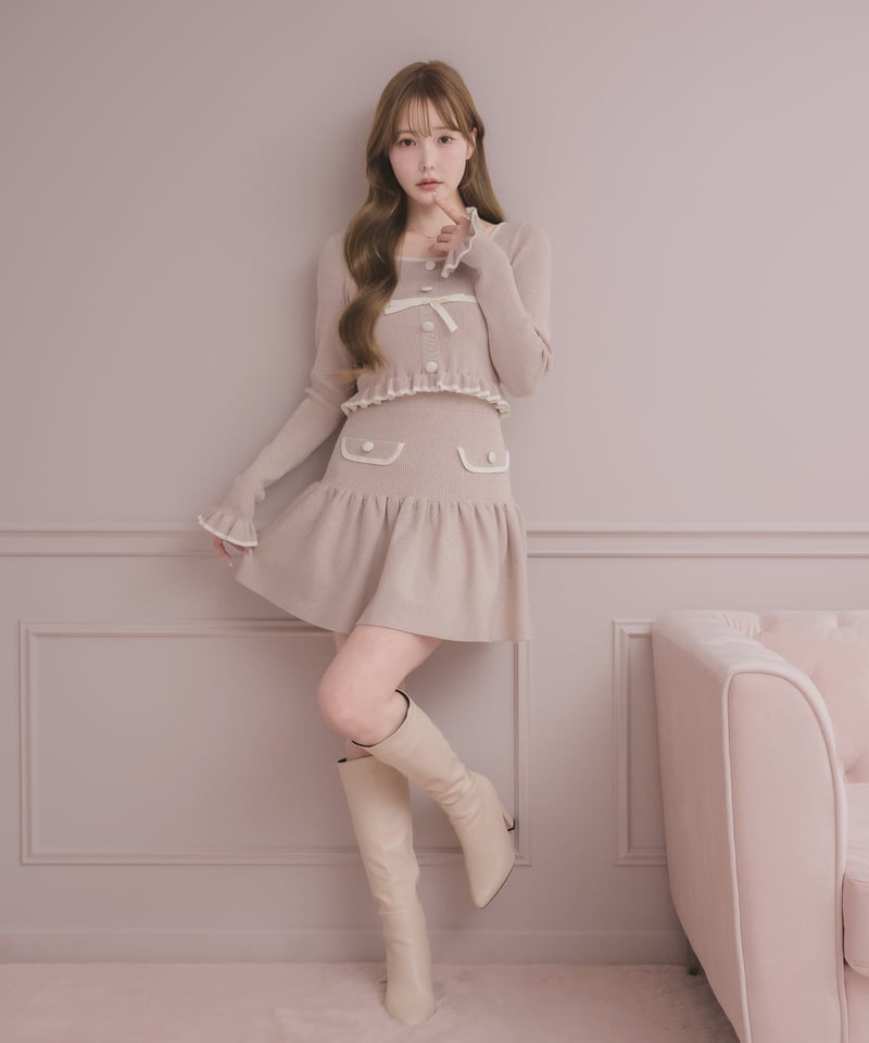 バイカラーリボンミニスカートセットアップ | DOLCELICHE（ドルチェ