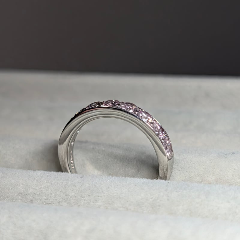 CGL鑑別書】PT900 ピンクダイヤモンド 合計1.00ct 14号 リング Used j