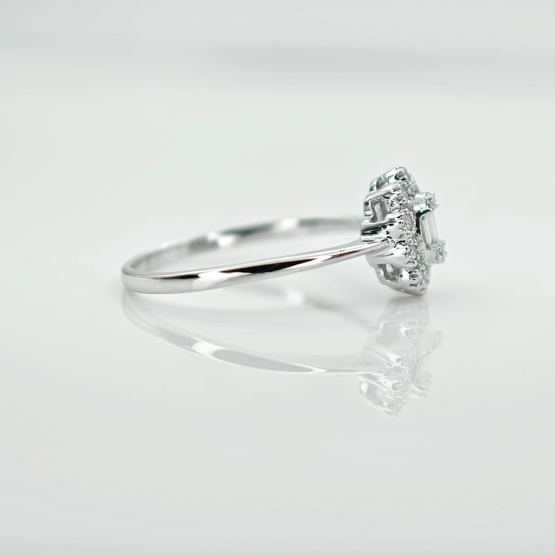 K18WGダイヤモンド 0.127ct/0.040ct リング 13.5号 シンガポールジュエ