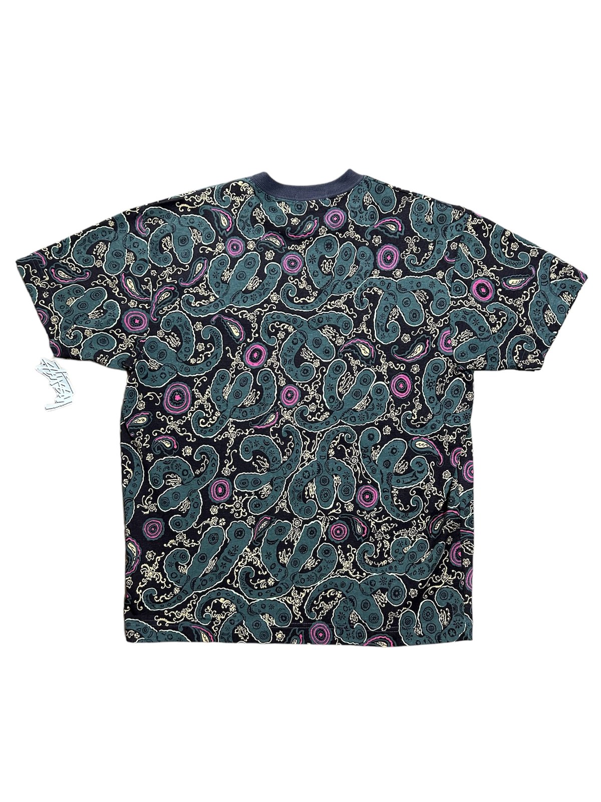 DEAD STOCK 80's 黒タグ USA製 OLD STUSSY 総柄 ポケットTシャツ