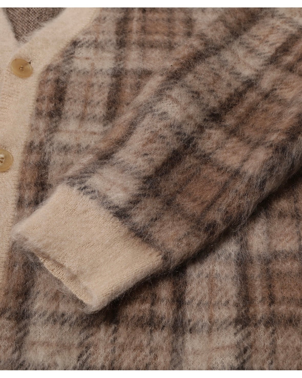 トップス andequal checked pattern knit BEIGE checked pattern knit – andequal