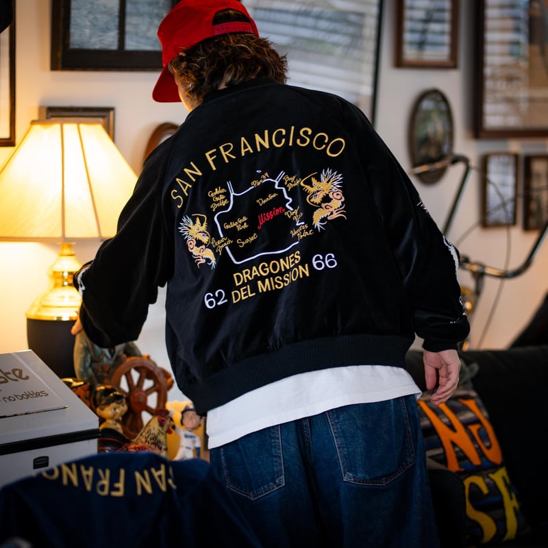 Black】DRAGONES DEL MISSION Velveteen Jacket |