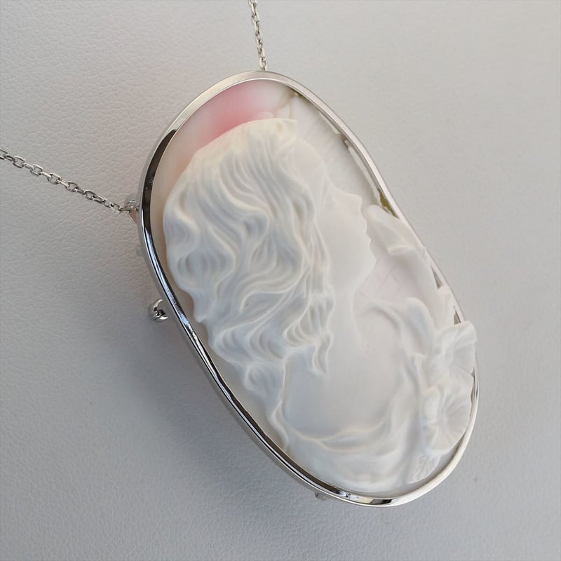 GALLERY megumi 保証書付き SV925 コンクシェル カメオ ペンダント