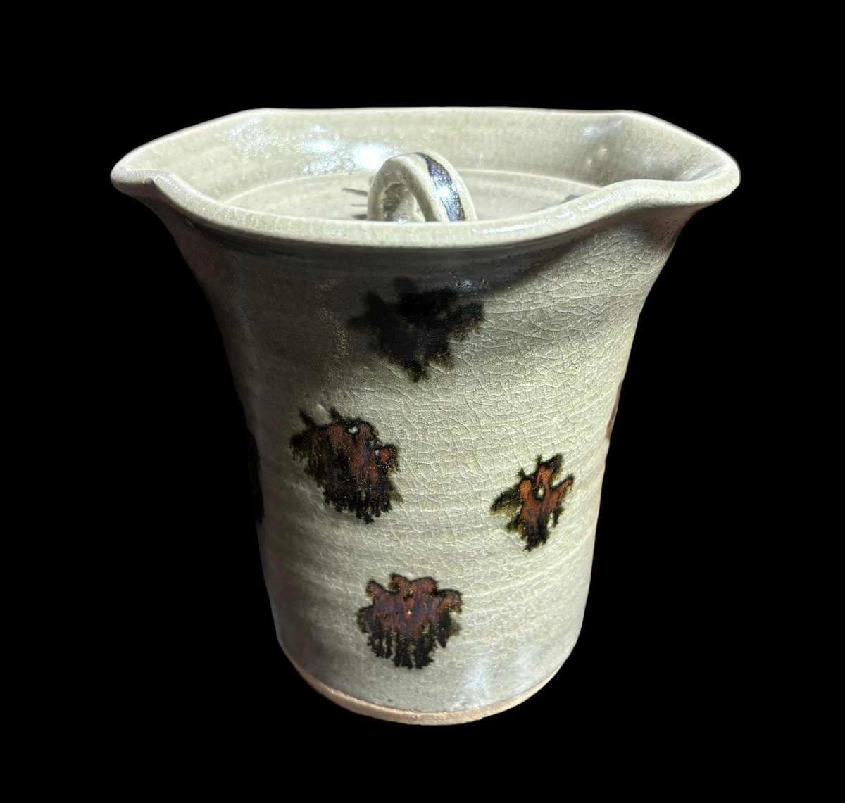 水差し 灰釉 点文 茶器 茶道具 水指 ピッチャー 陶器 骨董品