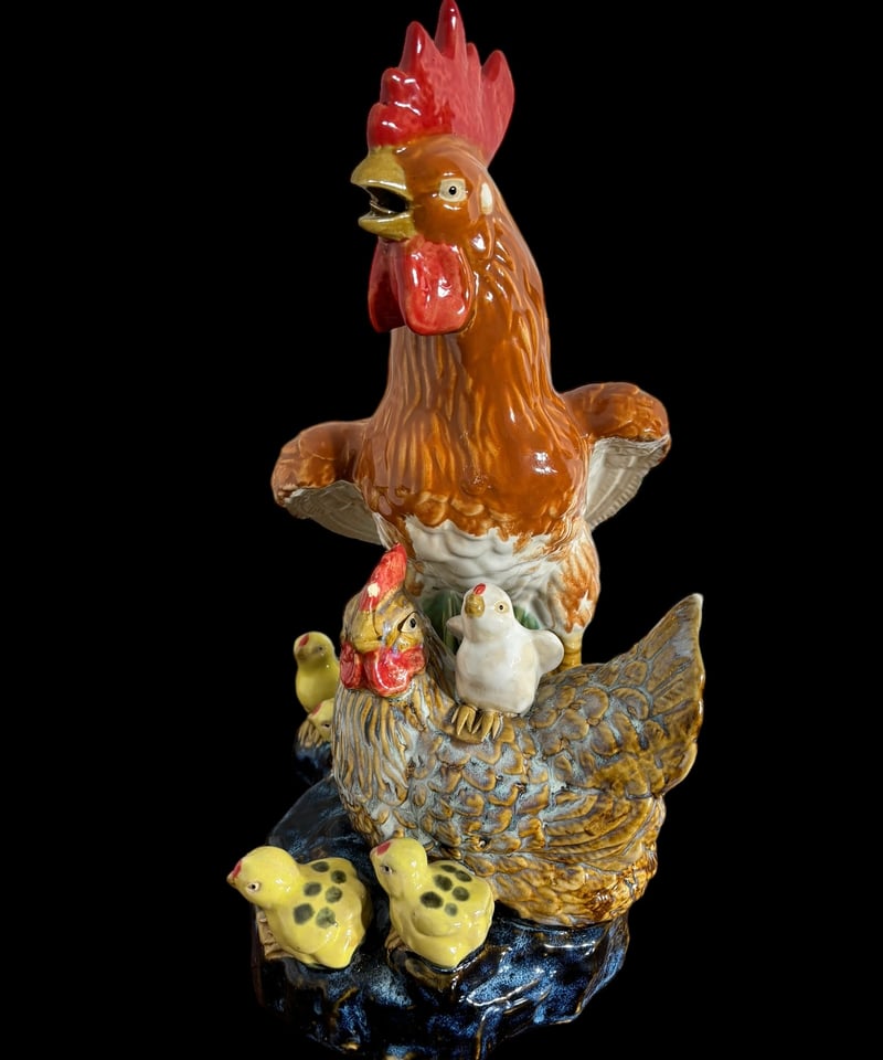 鶏 ひよこ 置物 中国雑貨 オブジェ 彫像 陶器 インテリア ヴィンテージ