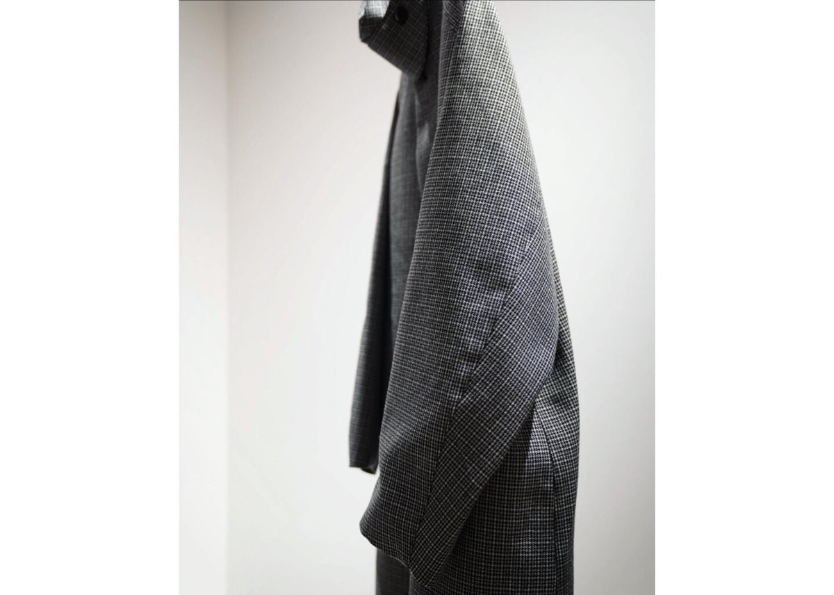 MAATEE&SONS 撚り杢HOUND TOOTH ハメ袖BALMACAAN COAT |