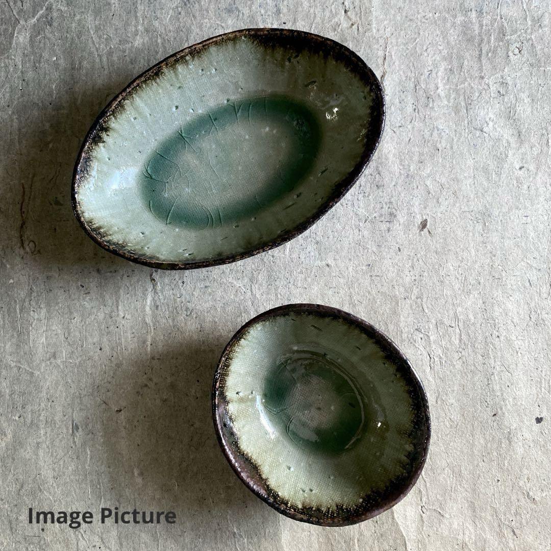 益子焼 古賀賢二 灰釉楕円鉢（中） | MatsuBokkuri