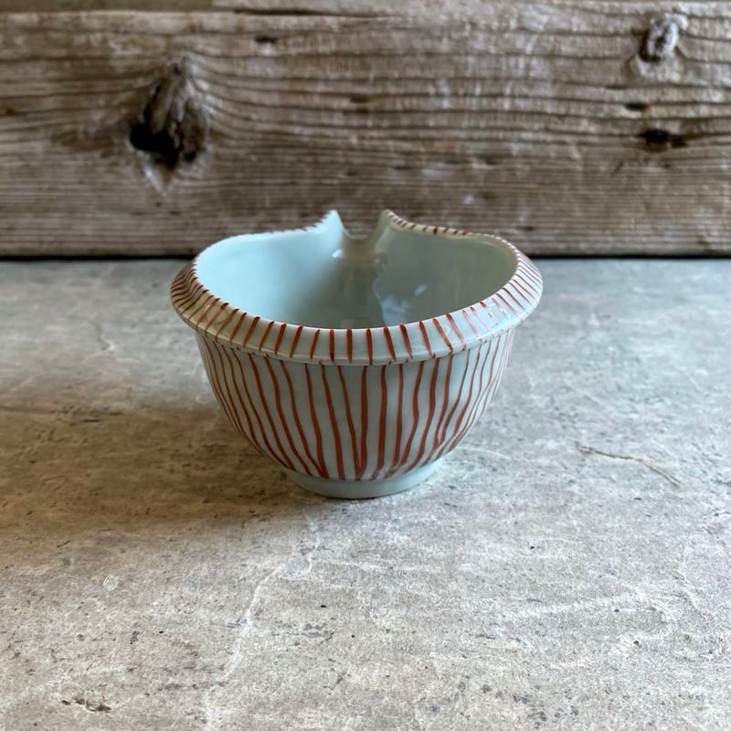 波佐見焼 鐵山陶器 千筋片口小鉢（赤） | MatsuBokkuri