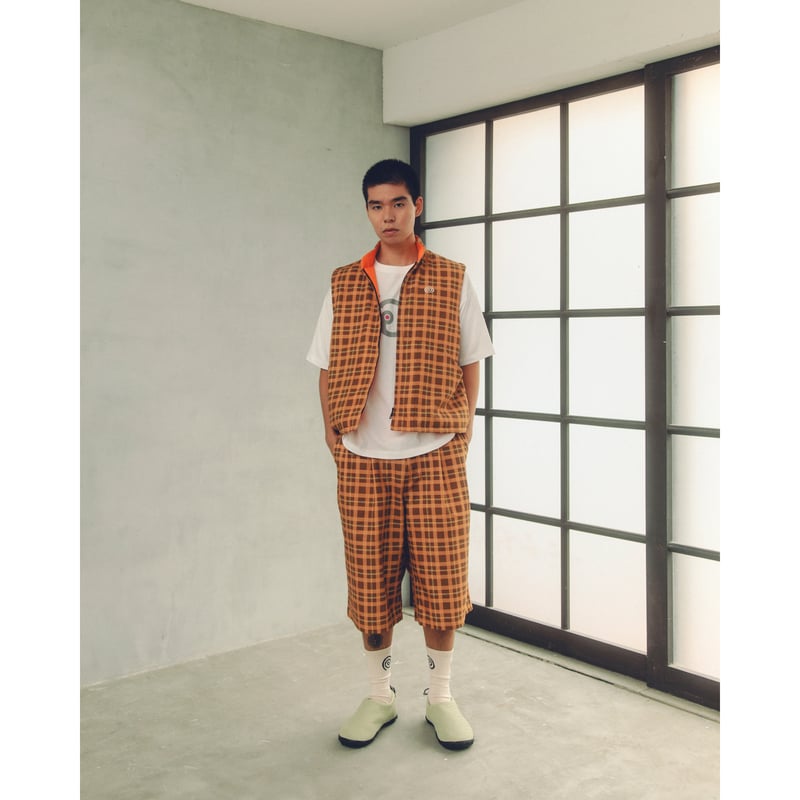 SOL soonerorlater / CHECKED BAGGY SHORTS / BLUE