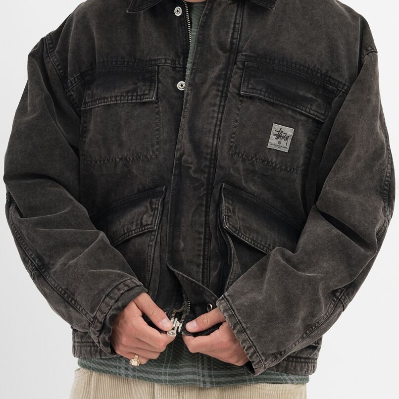 STUSSY / WASHED CANVAS SHOP JACKET / BLACK | So
